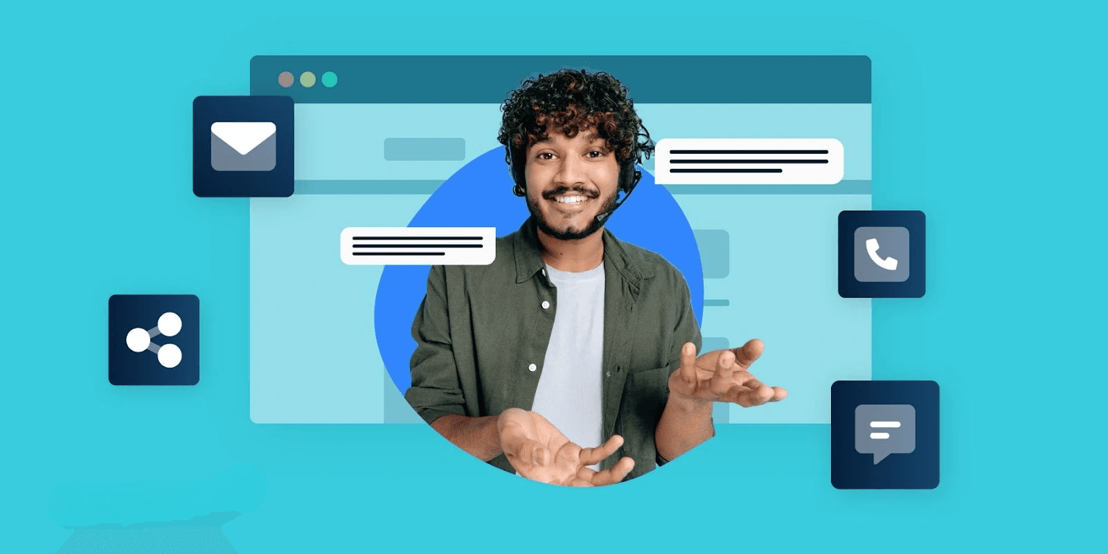 Customer service agent managing multiple channels on a screen